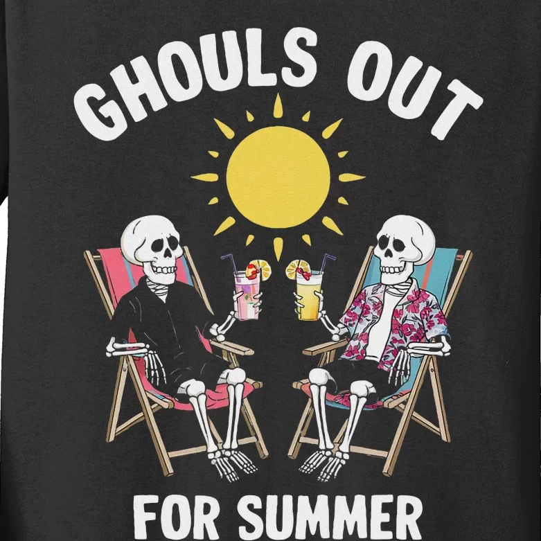 Ghouls Out For Summer Funny Summerween Ghoul Design Kids Long Sleeve Shirt