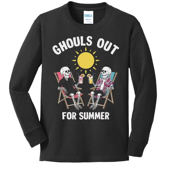 Ghouls Out For Summer Funny Summerween Ghoul Design Kids Long Sleeve Shirt