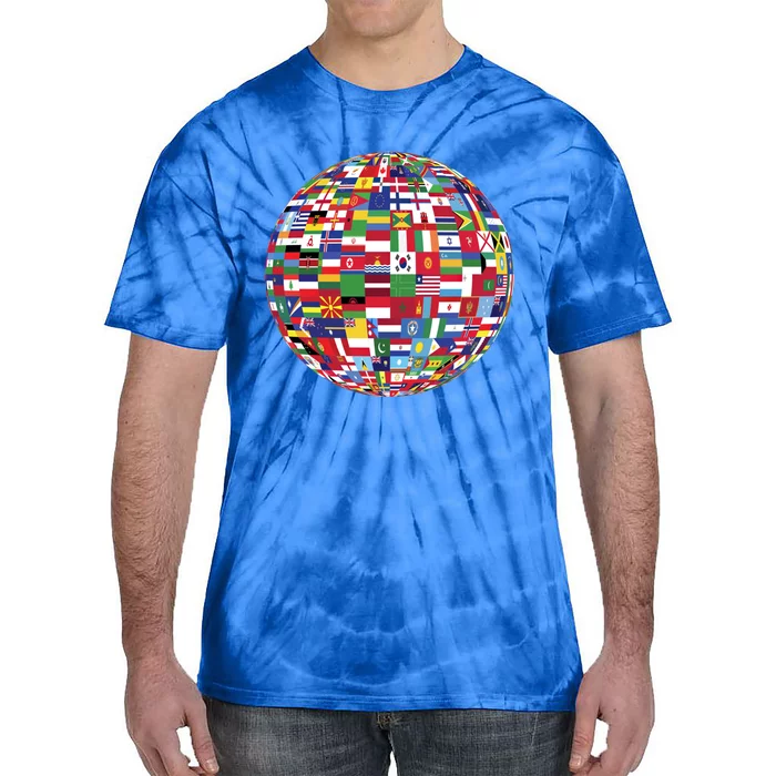 Globe Of Flags World Map Atlas Funny Gift Funny Gift Tie-Dye T-Shirt