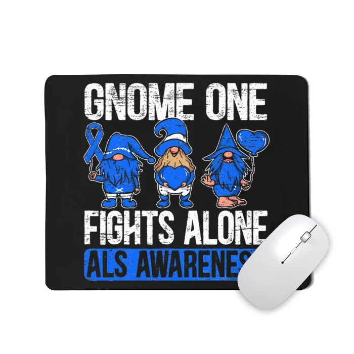 Gnome One Fights Alone ALS Awareness Ribbon Supporter Mousepad