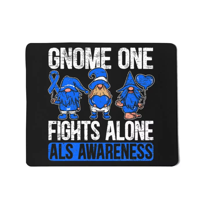 Gnome One Fights Alone ALS Awareness Ribbon Supporter Mousepad