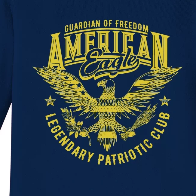 Guardian Of Freedom American Eagle Legendary Patriotic Club Baby Long Sleeve Bodysuit