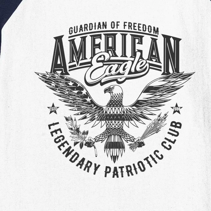 Guardian Of Freedom American Eagle Legendary Patriotic Club Baseball Sleeve Shirt