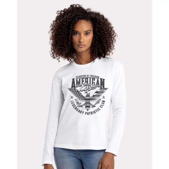 Guardian Of Freedom American Eagle Legendary Patriotic Club Womens Cotton Relaxed Long Sleeve T-Shirt