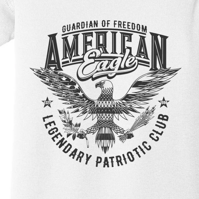 Guardian Of Freedom American Eagle Legendary Patriotic Club Baby Bodysuit