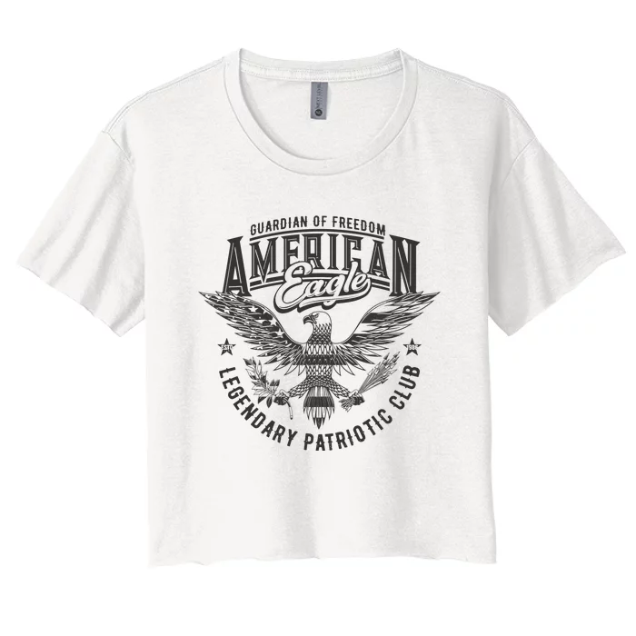 Guardian Of Freedom American Eagle Legendary Patriotic Club Women's Crop Top Tee