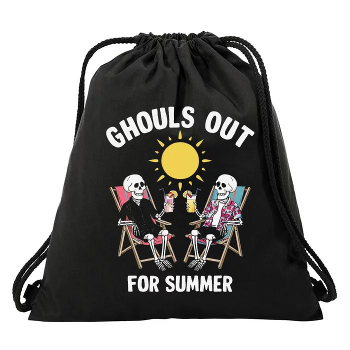 Ghouls Out For Summer Funny Summer Ween Ghoul Drawstring Bag