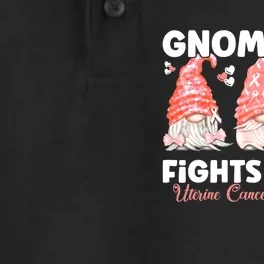 Gnome One Fights Alone Peach Uterine Cancer Awareness Dry Zone Grid Performance Polo