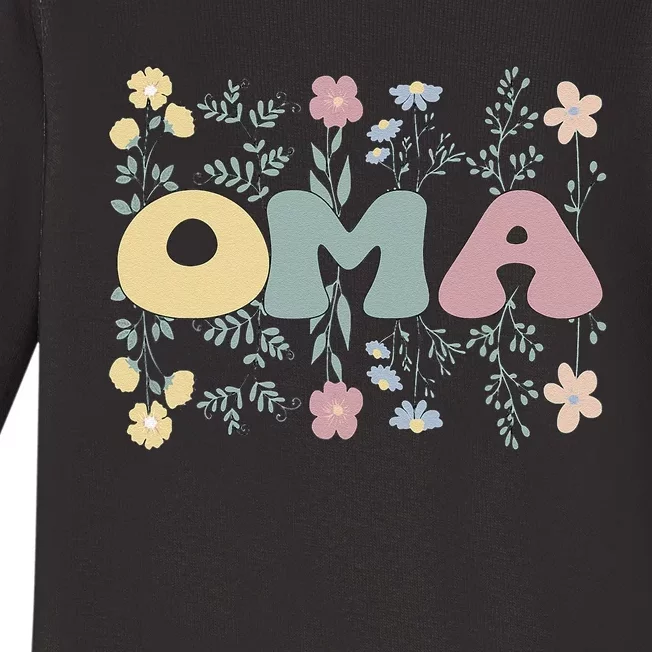 Groovy Oma Grandmother Flowers Oma Grandma Baby Long Sleeve Bodysuit