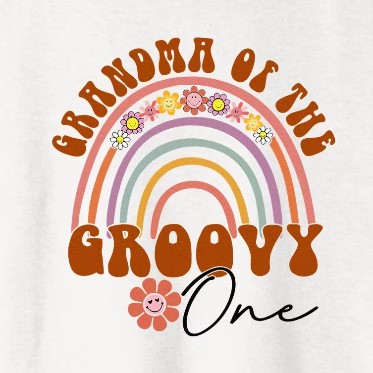 Grandma Of Groovy One Matching Family 1st Birthday Party Women's Crop Top Tee