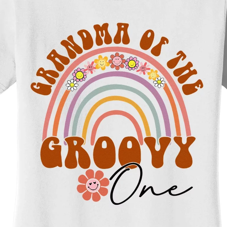 Grandma Of Groovy One Matching Family 1st Birthday Party Women's T-Shirt