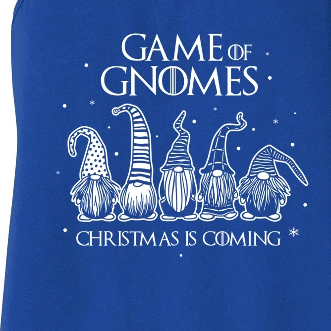 Game Of Gnomes Christmas Is Coming Funny Three Gnomes Xmas Cool Gift Women's Racerback Tank