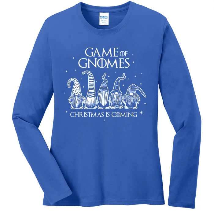 Game Of Gnomes Christmas Is Coming Funny Three Gnomes Xmas Cool Gift Ladies Long Sleeve Shirt