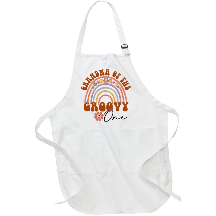 Grandma of Groovy one Matching Family 1st Birthday Party Full-Length Apron With Pocket