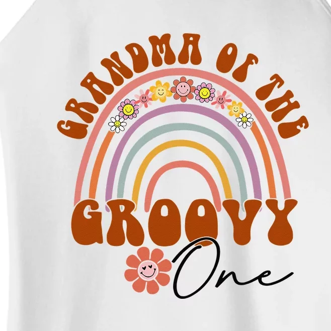 Grandma of Groovy one Matching Family 1st Birthday Party Women’s Perfect Tri Rocker Tank