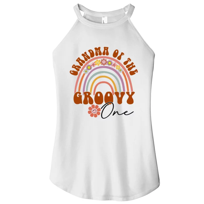 Grandma of Groovy one Matching Family 1st Birthday Party Women’s Perfect Tri Rocker Tank