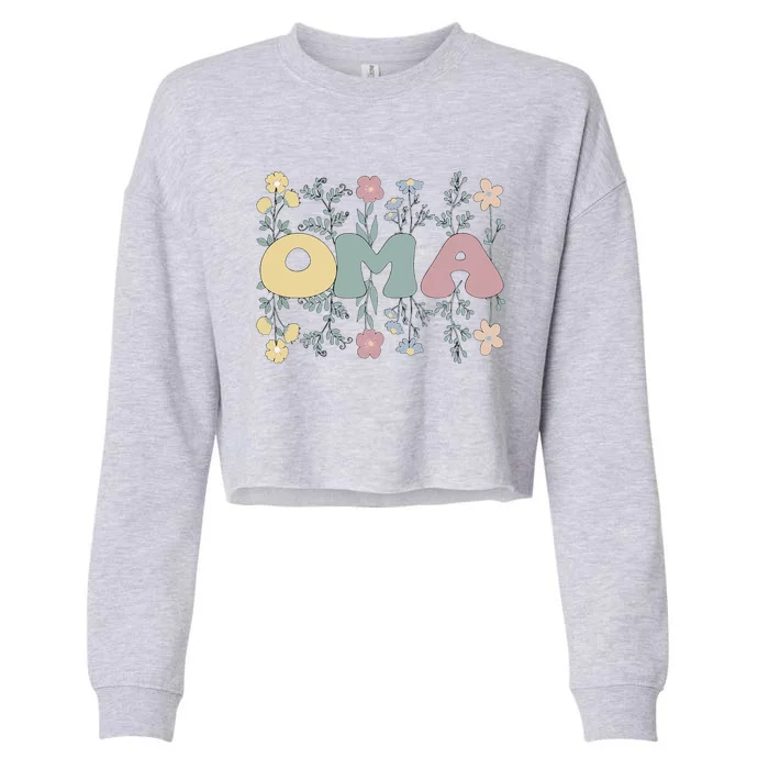 Groovy Oma Grandmother Flowers Oma Grandma Cropped Pullover Crew