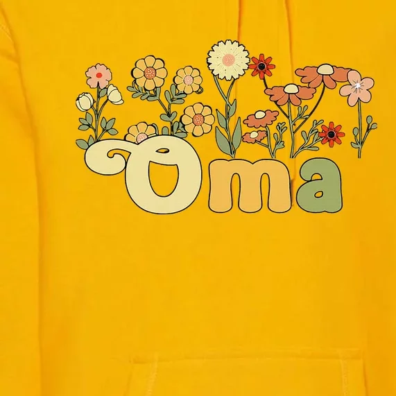 Groovy Oma Grandmother Flowers Oma Grandma Premium Hoodie