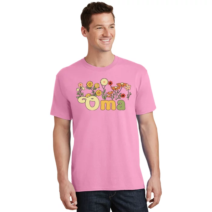 Groovy Oma Grandmother Flowers Oma Grandma T-Shirt