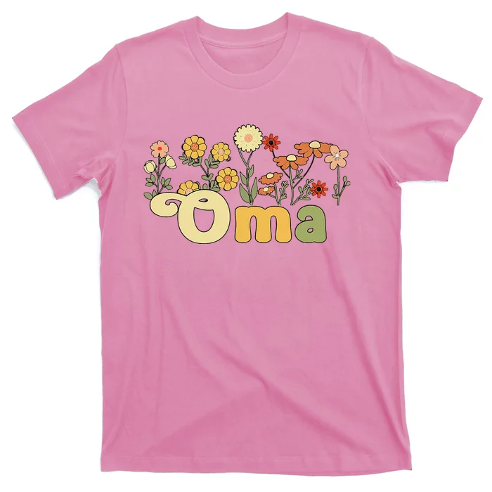 Groovy Oma Grandmother Flowers Oma Grandma T-Shirt