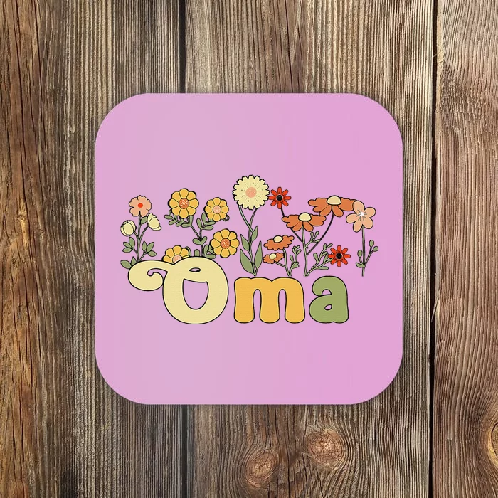 Groovy Oma Grandmother Flowers Oma Grandma Coaster