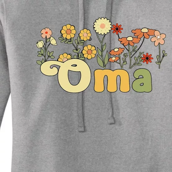 Groovy Oma Grandmother Flowers Oma Grandma Women's Pullover Hoodie