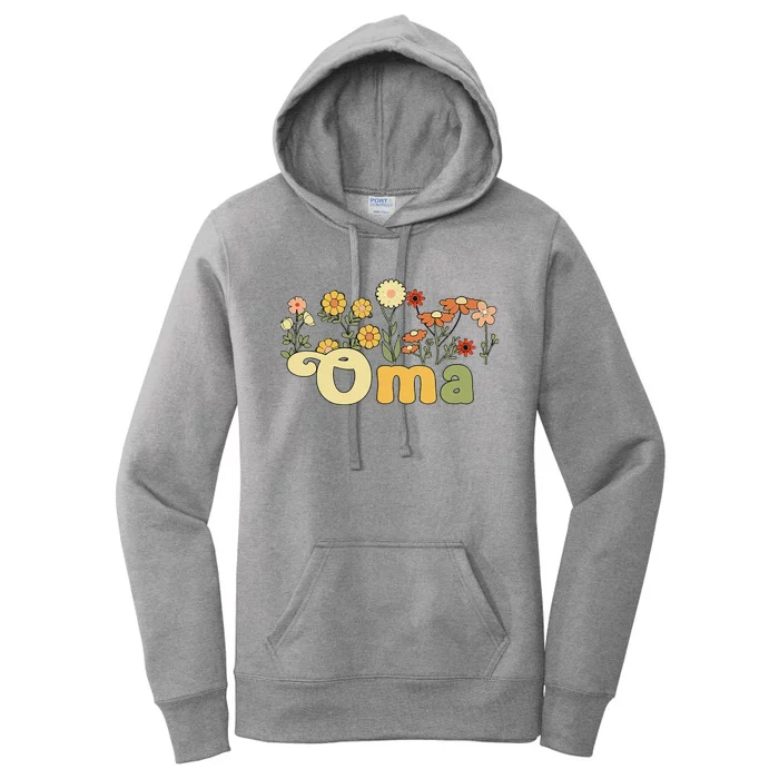 Groovy Oma Grandmother Flowers Oma Grandma Women's Pullover Hoodie