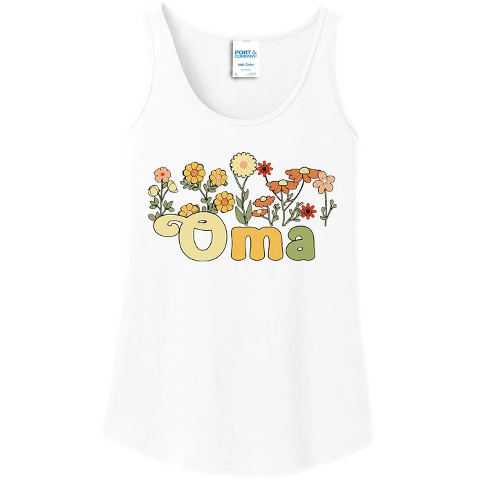 Groovy Oma Grandmother Flowers Oma Grandma Ladies Essential Tank