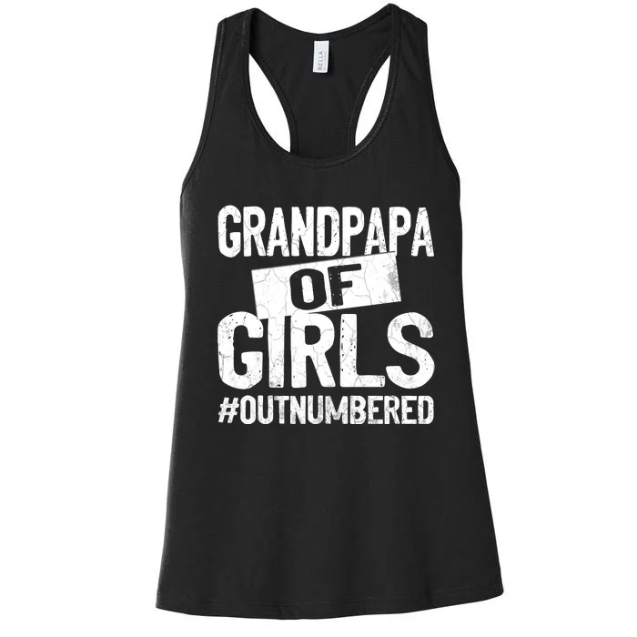 Grandpa Of Girls Outnumbered Funny Fathers Day Women's Racerback Tank