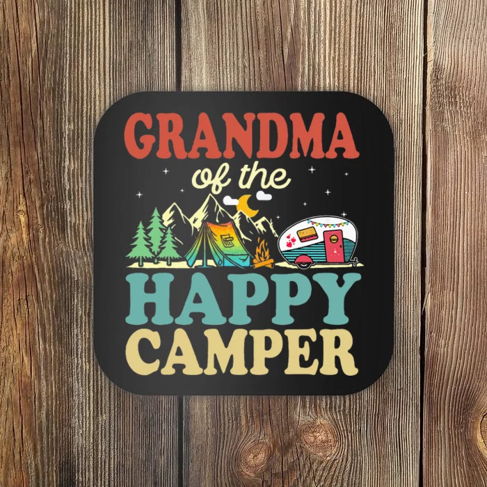 Grandma Of Happy Camper First Birthday Camping Family Coaster