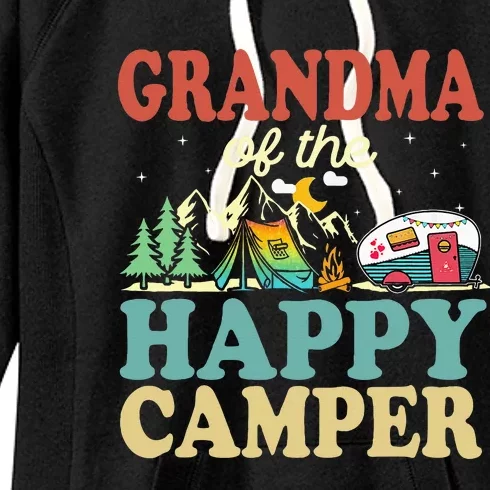 Grandma Of Happy Camper First Birthday Camping Family Women's Fleece Hoodie