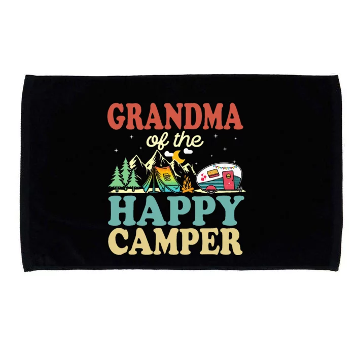 Grandma Of Happy Camper First Birthday Camping Family Microfiber Hand Towel