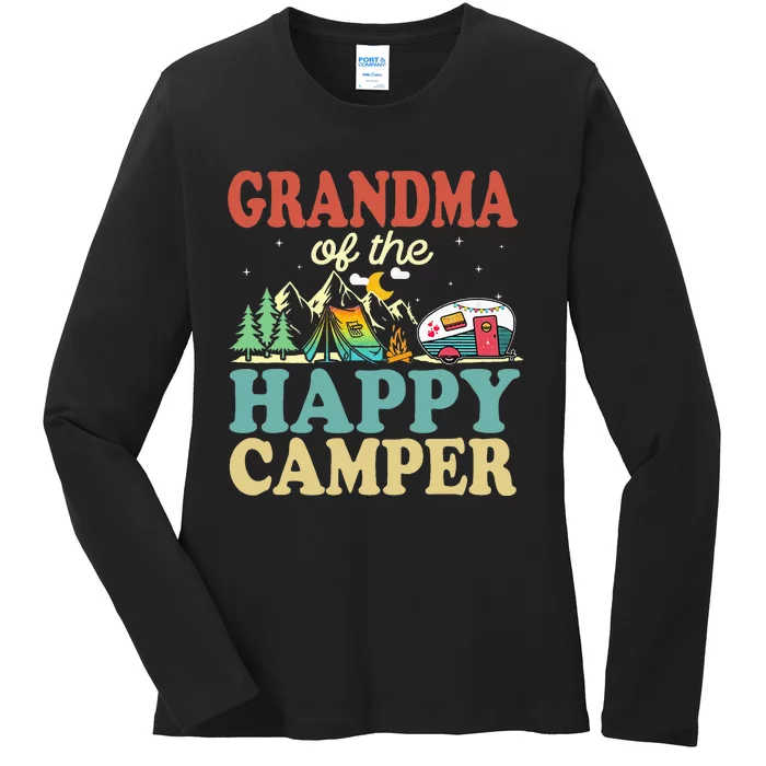 Grandma Of Happy Camper First Birthday Camping Family Ladies Long Sleeve Shirt