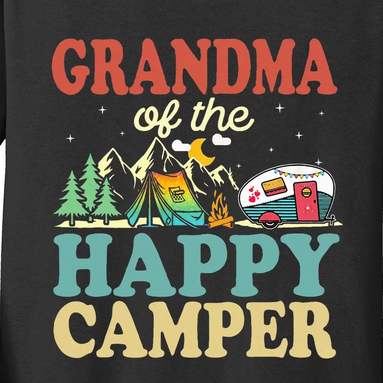 Grandma Of Happy Camper First Birthday Camping Family Kids Long Sleeve Shirt