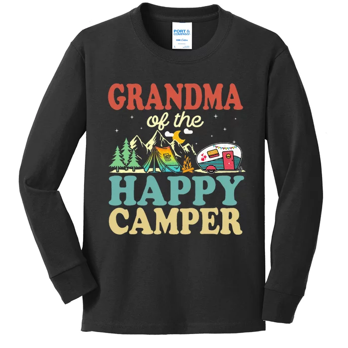 Grandma Of Happy Camper First Birthday Camping Family Kids Long Sleeve Shirt