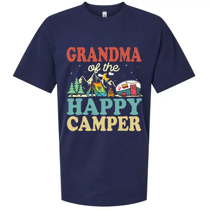 Grandma Of Happy Camper First Birthday Camping Family Sueded Cloud Jersey T-Shirt