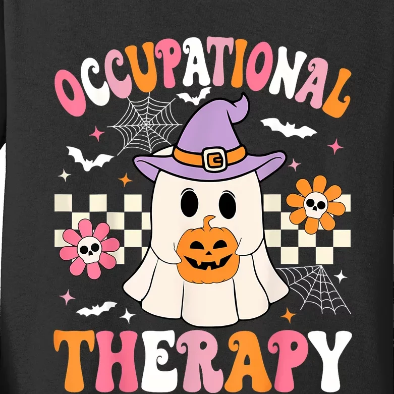 Groovy Ot Halloween Occupational Therapy Halloween Ot Ghost Kids Long Sleeve Shirt