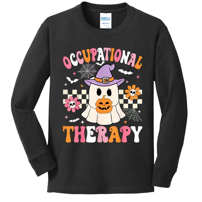 Groovy Ot Halloween Occupational Therapy Halloween Ot Ghost Kids Long Sleeve Shirt