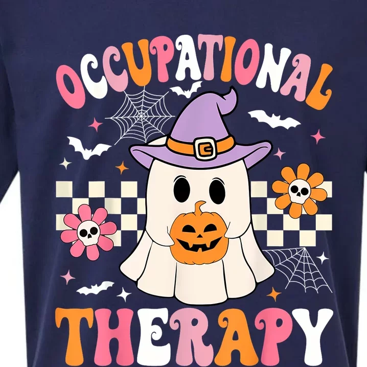 Groovy Ot Halloween Occupational Therapy Halloween Ot Ghost Sueded Cloud Jersey T-Shirt