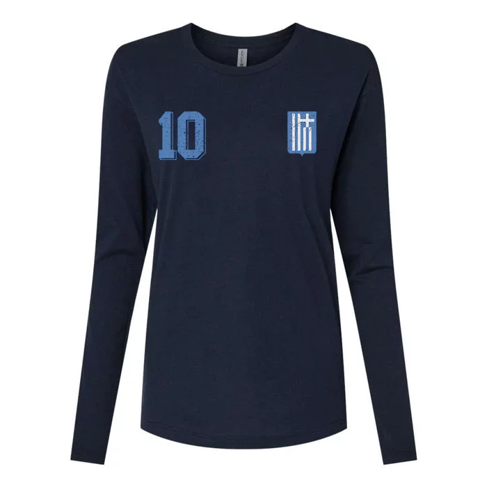 Greece Or Hellas Design In Football Soccer Style Womens Cotton Relaxed Long Sleeve T-Shirt