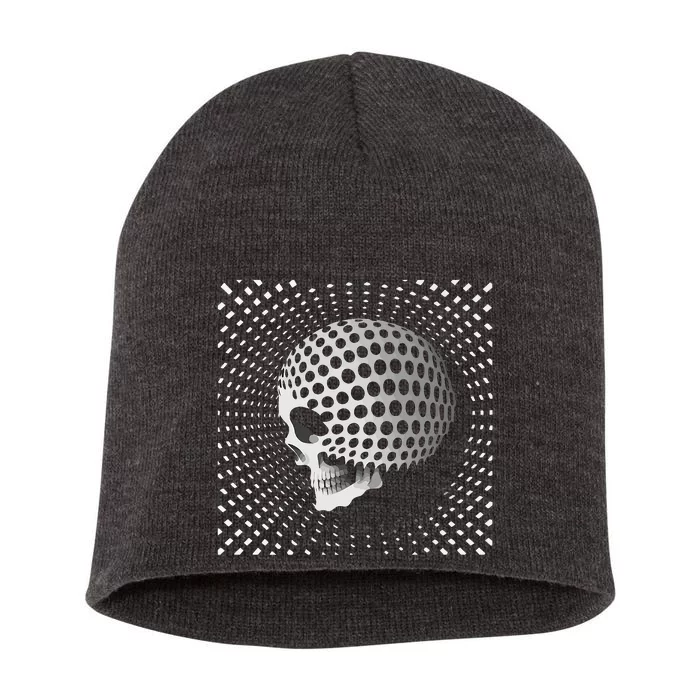 Graphic Optical Illusion Skull Short Acrylic Beanie