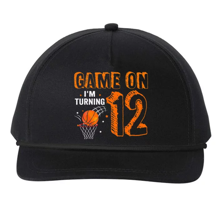 Game On I'm Turning 12 Basketball 12th Birthday Snapback Five-Panel Rope Hat