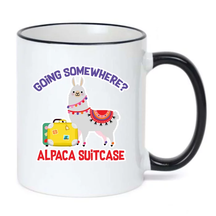 Going Somewhere Alpaca Suitcase Black Color Changing Mug