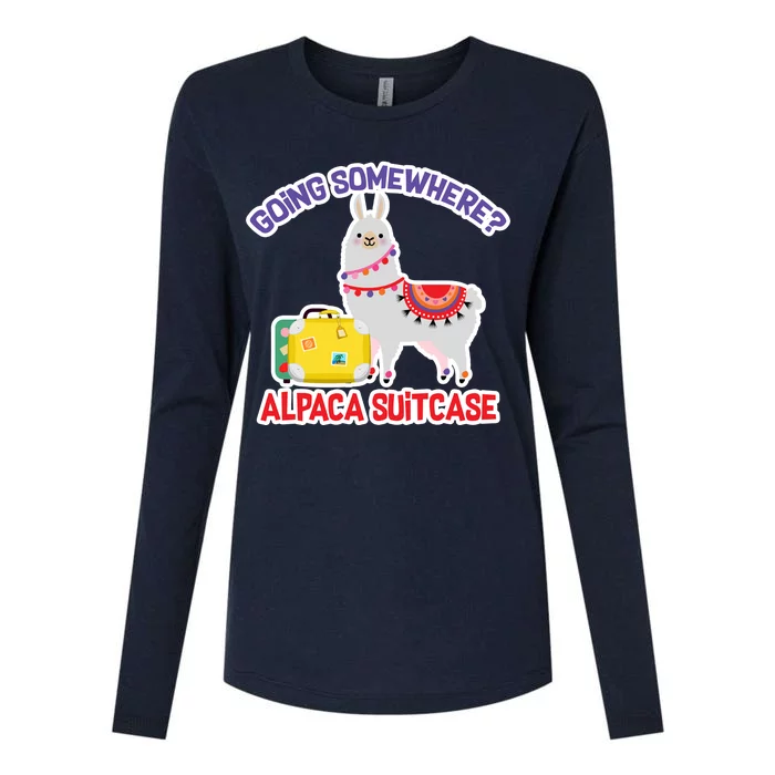 Going Somewhere Alpaca Suitcase Womens Cotton Relaxed Long Sleeve T-Shirt