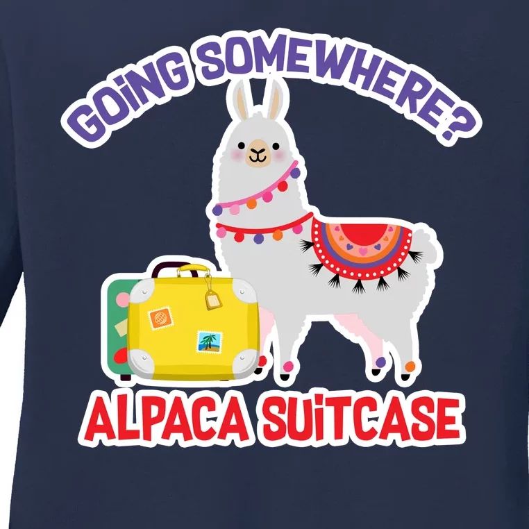 Going Somewhere Alpaca Suitcase Ladies Long Sleeve Shirt