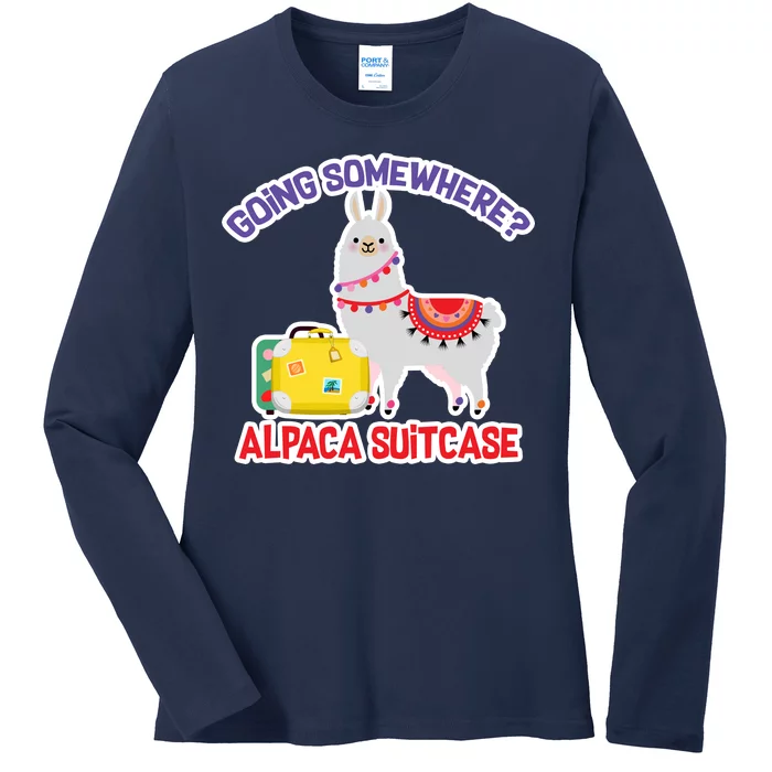 Going Somewhere Alpaca Suitcase Ladies Long Sleeve Shirt