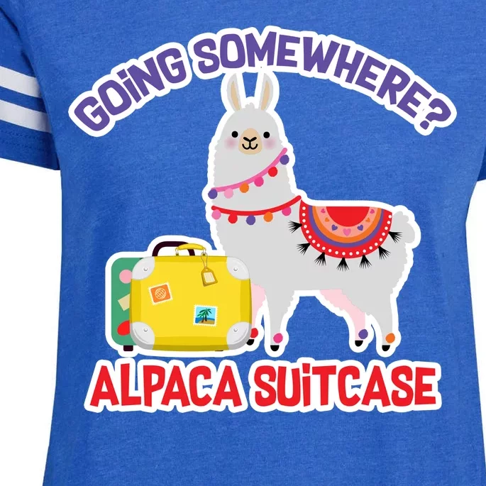 Going Somewhere Alpaca Suitcase Enza Ladies Jersey Football T-Shirt