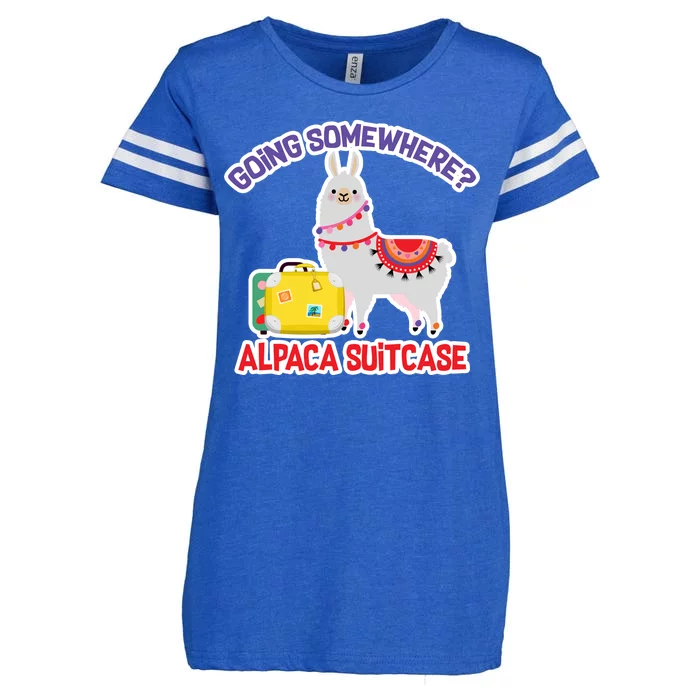 Going Somewhere Alpaca Suitcase Enza Ladies Jersey Football T-Shirt