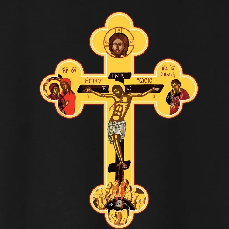 Greek Orthodox Jesus Christ Cross Icon Women's Crop Top Tee