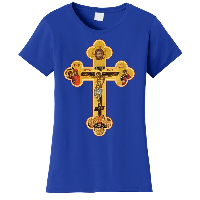 Greek Orthodox Jesus Christ Cross Icon Women's T-Shirt